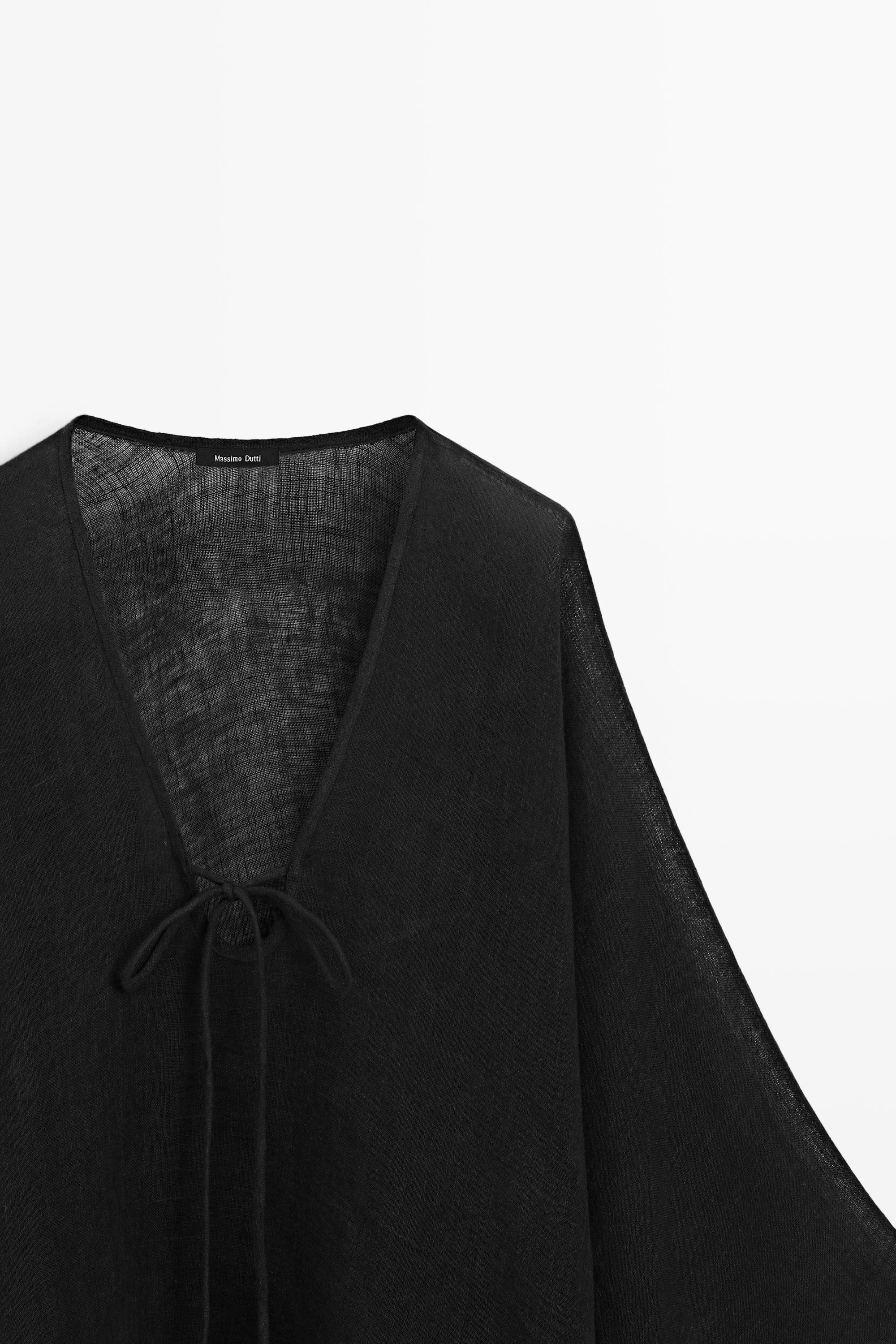 100% linen cape with tie details
